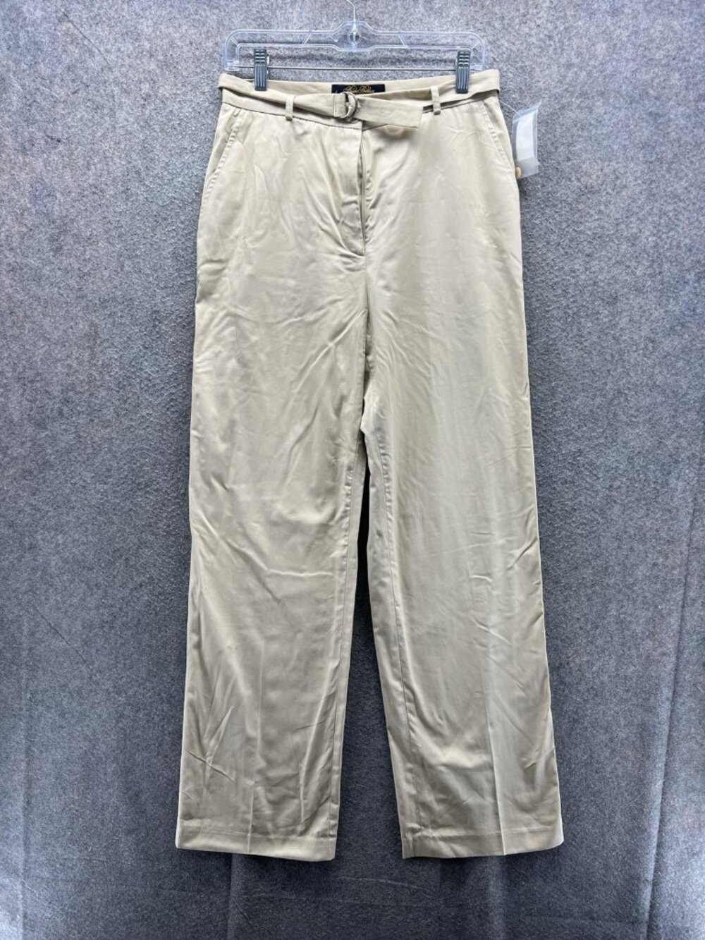 Brooks Brothers Pants Womens 10 Beige Twill Dress Straight Belted Made USA